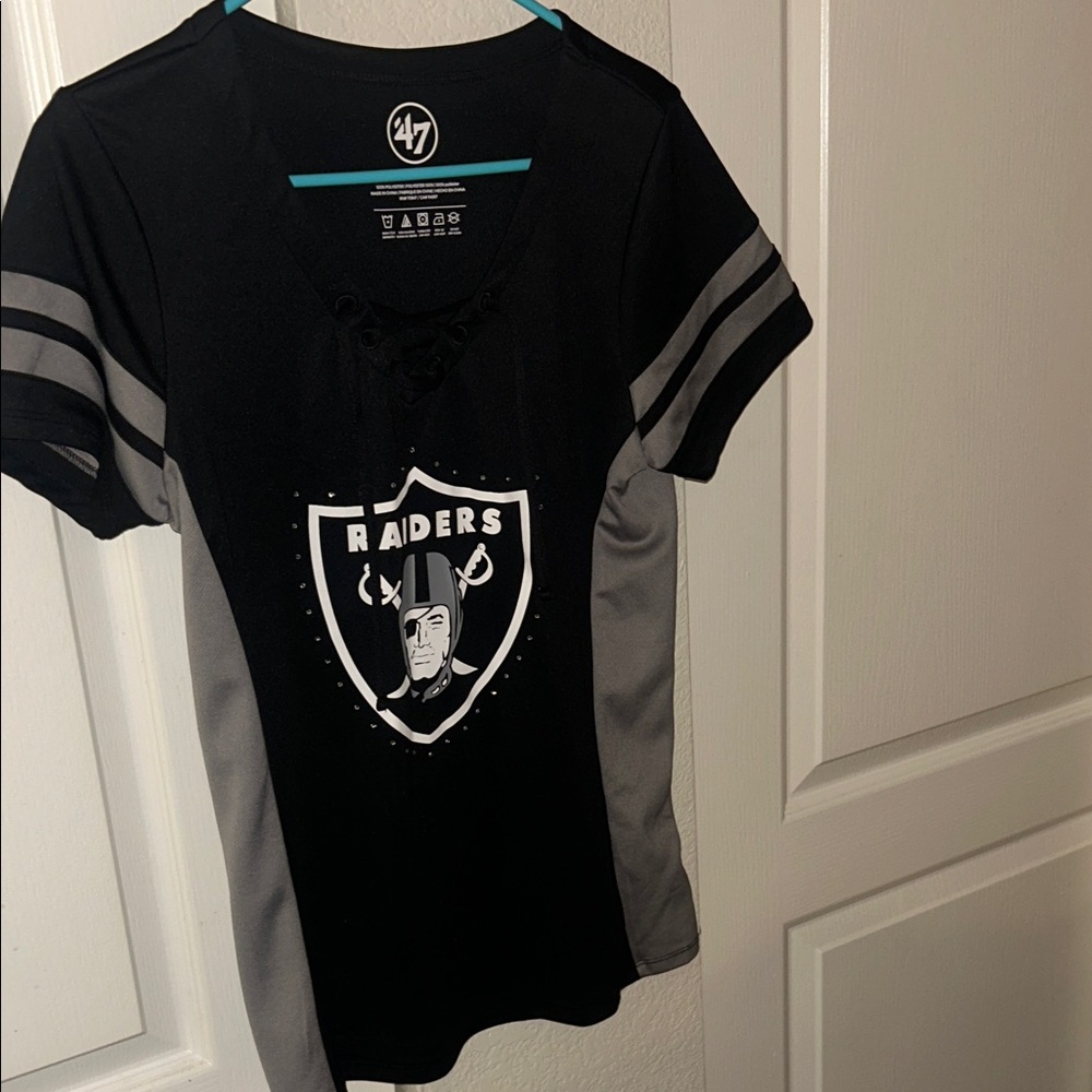 47 Brand Black and Gray Raiders Tee